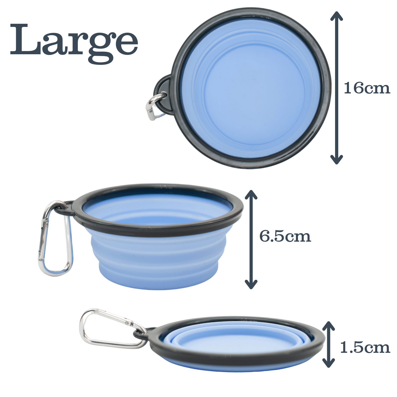 Dog Travel Bowl with clip - Blue