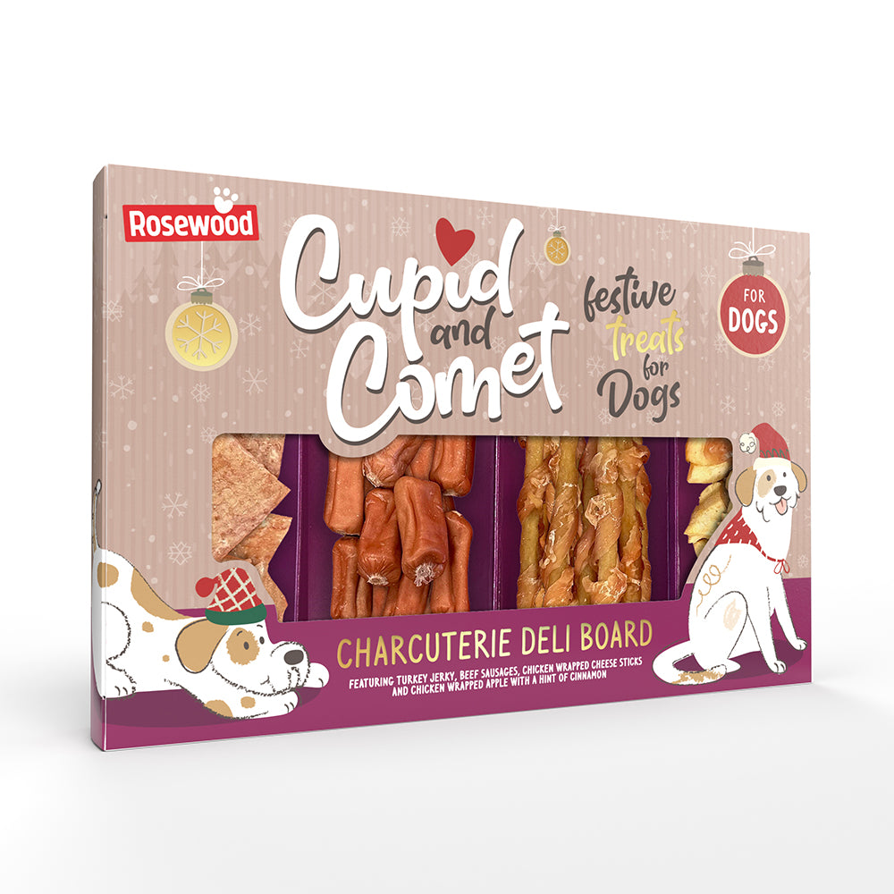 Rosewood Cupid and Comet Charcuterie Deli Board, Dog Treat Gift, 200g