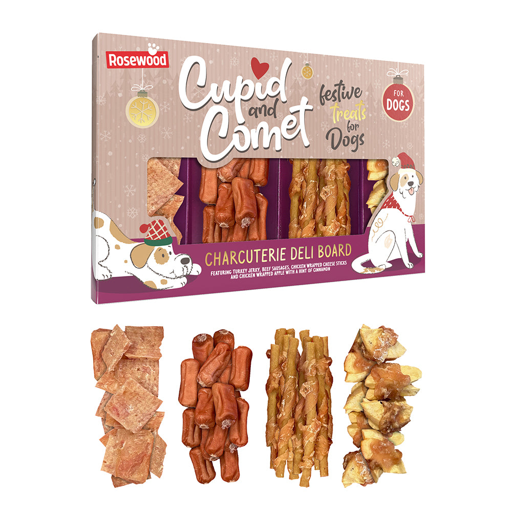 Rosewood Cupid and Comet Charcuterie Deli Board, Dog Treat Gift, 200g